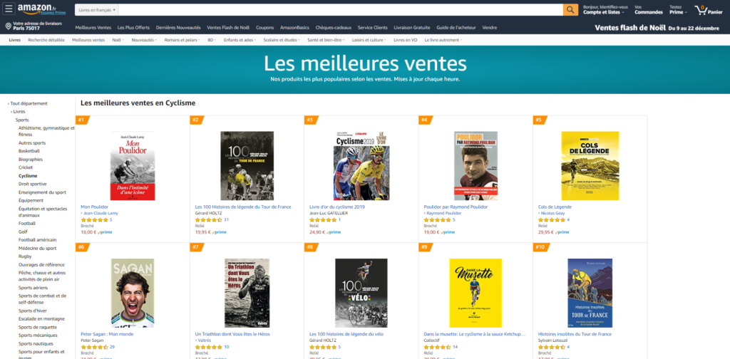 Les 100 Histoires de Légende du Tour de France et du Vélo dans le top 10 des meilleures ventes