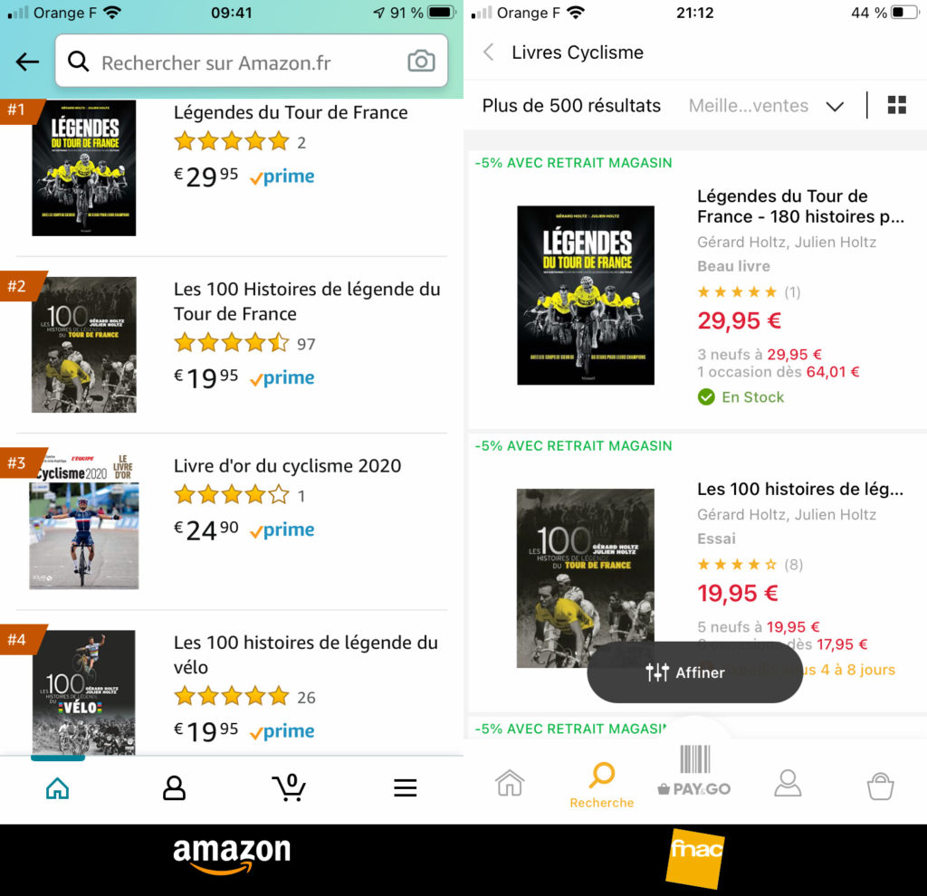 Légendes du Tour de France, le dernier livre de Gérard et Julien Holtz sont au top des ventes sur Amazon et Fnac.com en compagnie de deux autres de leurs livres : les 100 Histoires de Légende du Vélo et les 100 Histoires de Légende du Tour de France